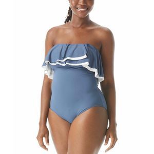 Contours Ruffled Strapless One Slate Gray34C